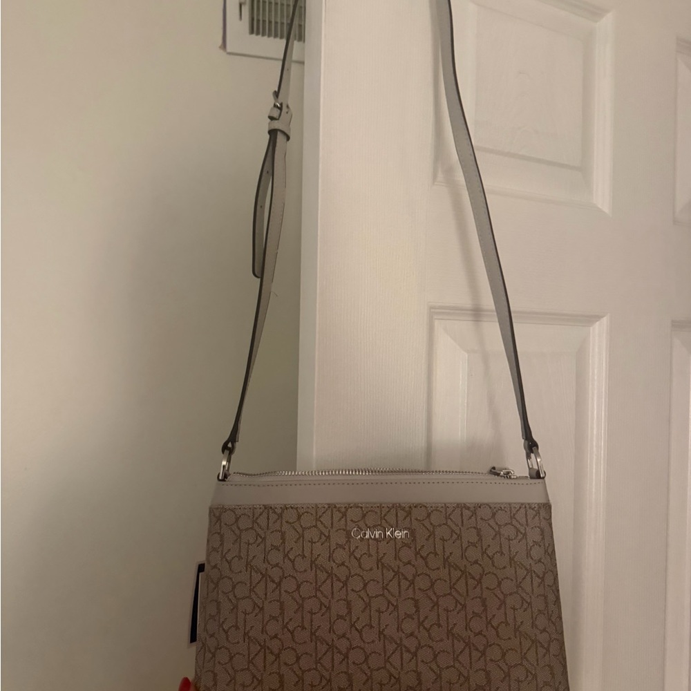 Calvin Klein Beige Monogram Crossbody Bag